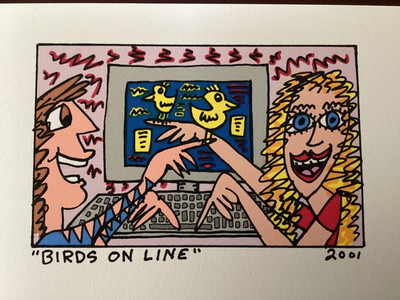 James Rizzi - BIRDS ON LINE 2001, 2D Flat Print, Overrun, Farblithografie