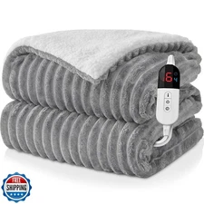 Easthome Electric Heated Blanket Twin Size - 62"x84" Fast Heating Bed Blanket