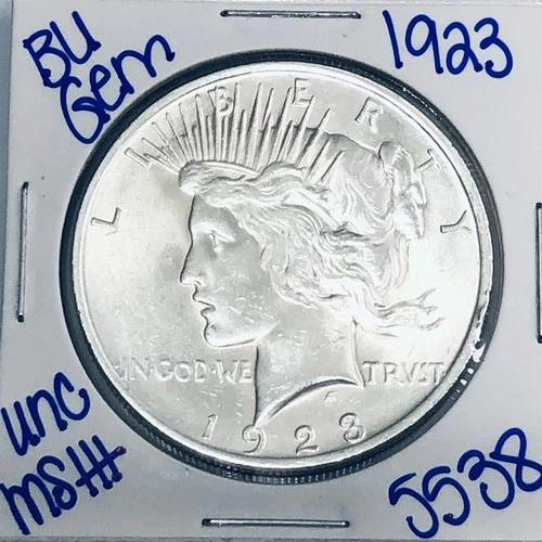 1923 BU UNCIRCULATED SILVER PEACE DOLLAR AUTHENTIC U.S. MINT FREE SHIPPING 5538
