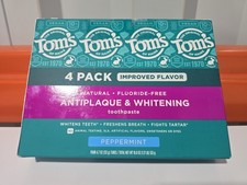 4 PACK - Tom's of Maine Antiplaque Whitening Toothpaste 4.7 Oz