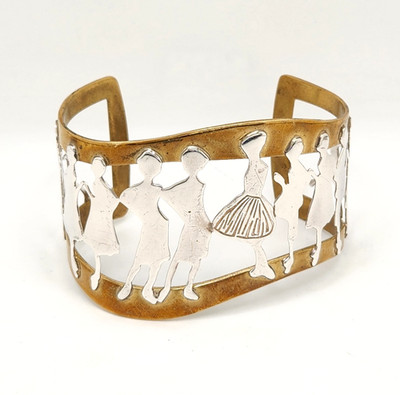 Robert Lee Morris Andy Warhol Tribute Sterling Silver & Brass Cuff Bracelet, 8''