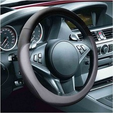 14.5-15 Pu Leather Steering Wheel Cover Black Black White