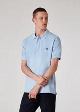 Paul Smith Pique Zebra Logo Polo Shirt Men's M Pale Blue Short Sleeve Pullover