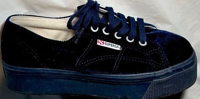SUPERGA Platform Shoe Women 8 Blue Velvet Crush Tallish MSRP $80