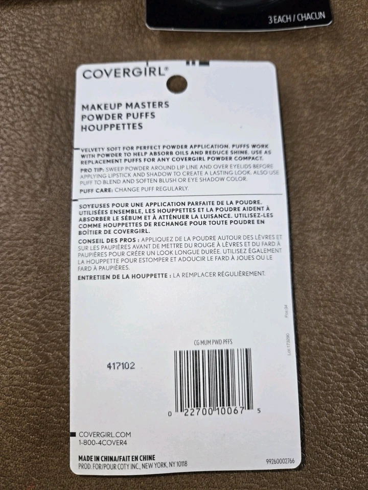 4 paquetes de 3 unidades Covergirl Maquillaje Maestros Polvo Puffs Aplicación Polvo Suave Foto 2 de 4