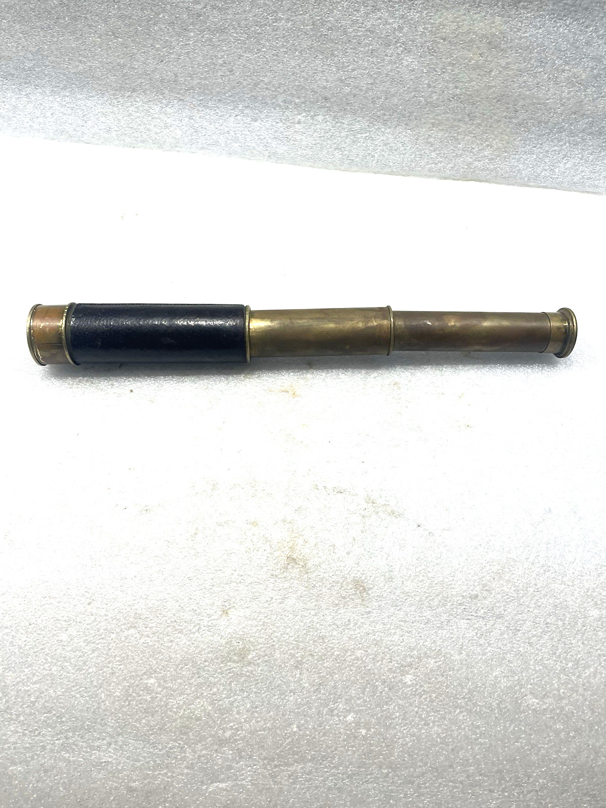 Atq /Vtg Mariners Pocket 3 Draw Telescope/ Spyglass Leather and brass 4.5-10.5"