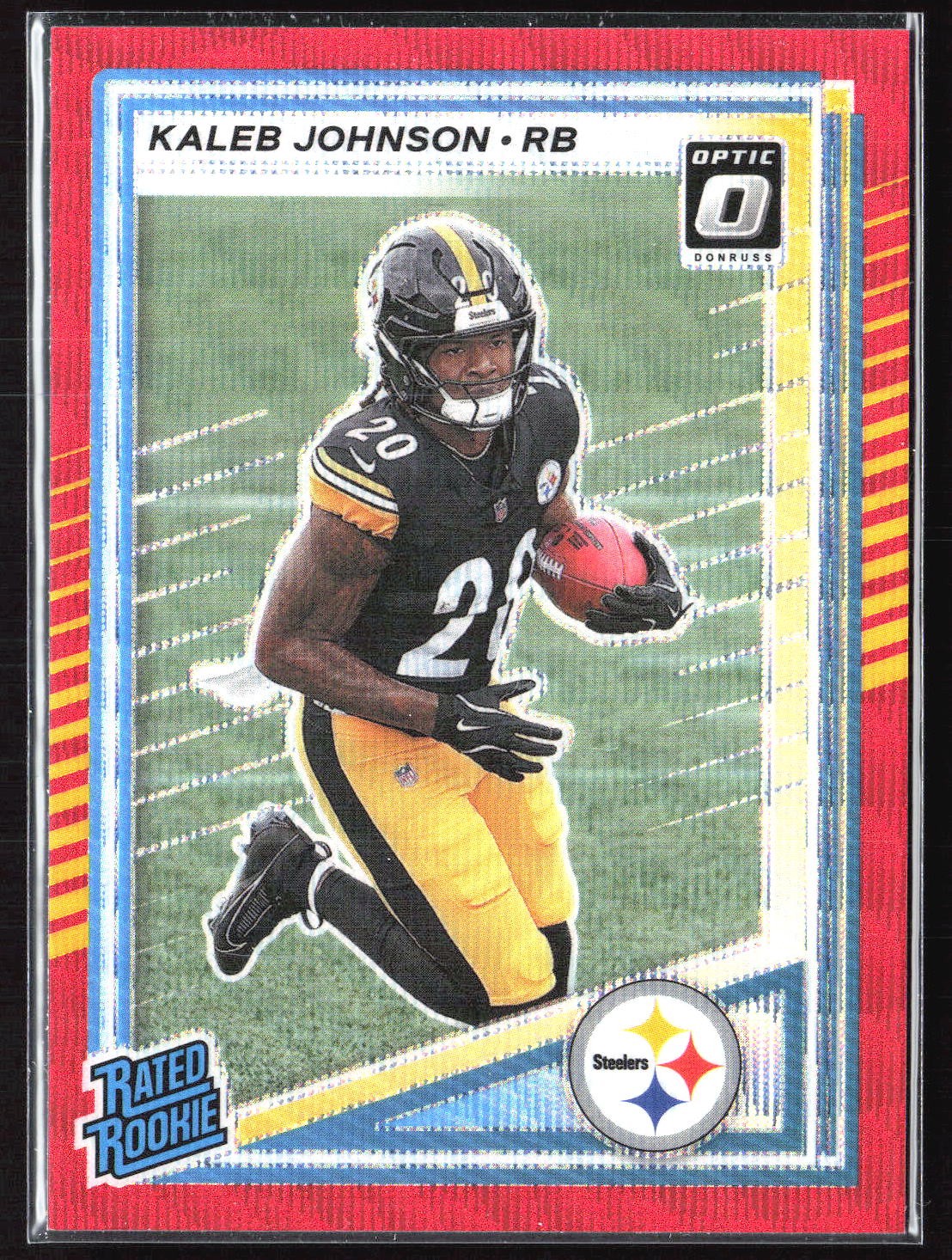 2025 Donruss #322 Kaleb Johnson Optic Rated Rookies Preview Red Pandora