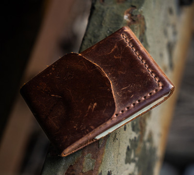 Leather Cash Wallet, Hand Stitched Slim Minimalist Front Pocket EDC Wallet