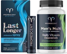 Promescent Last Longer Desensitizing Delay Spray + Men's Daily Multivitamin Supp