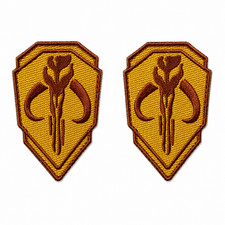 Mythosaur Skull Bounty Hunter Boba Patch 2PC SET HOOK BACKING 3.5 inch Tan
