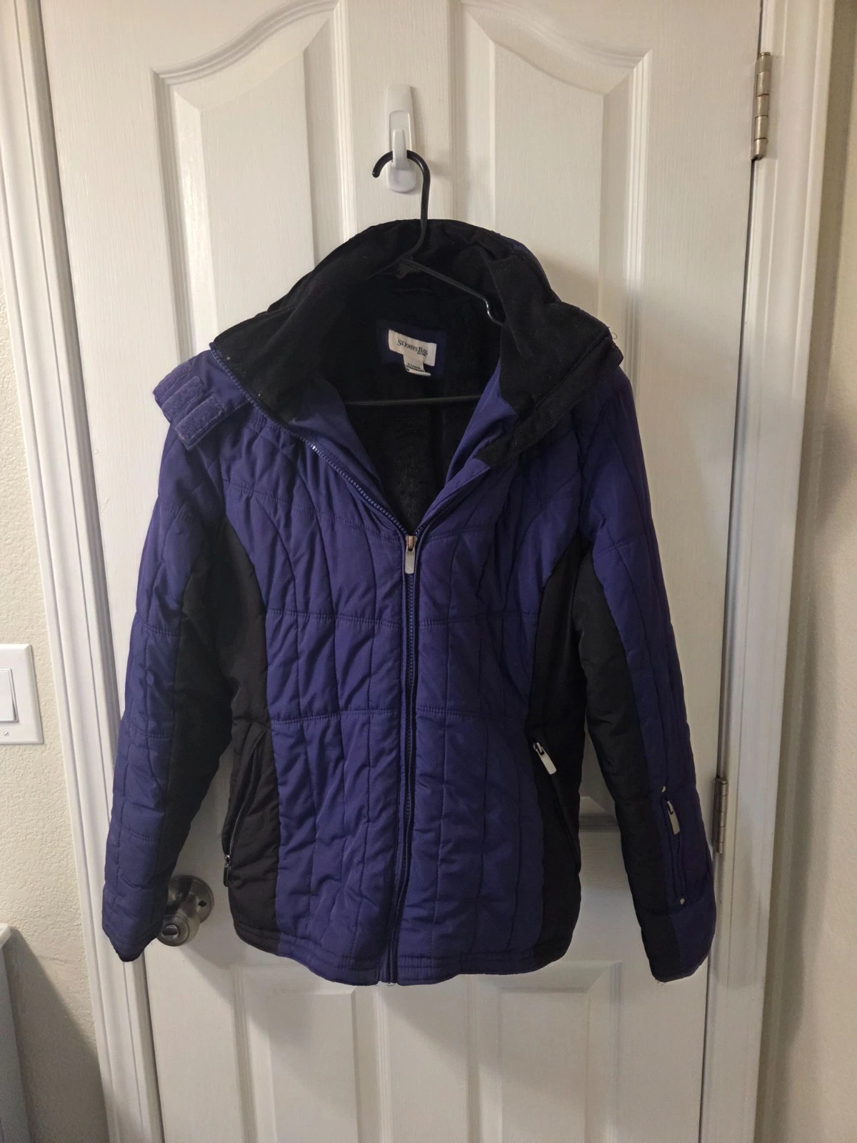 St Johns Bay Womens Purple Long Sleeve Pockets Full Zip Puffer Coat XL #S209