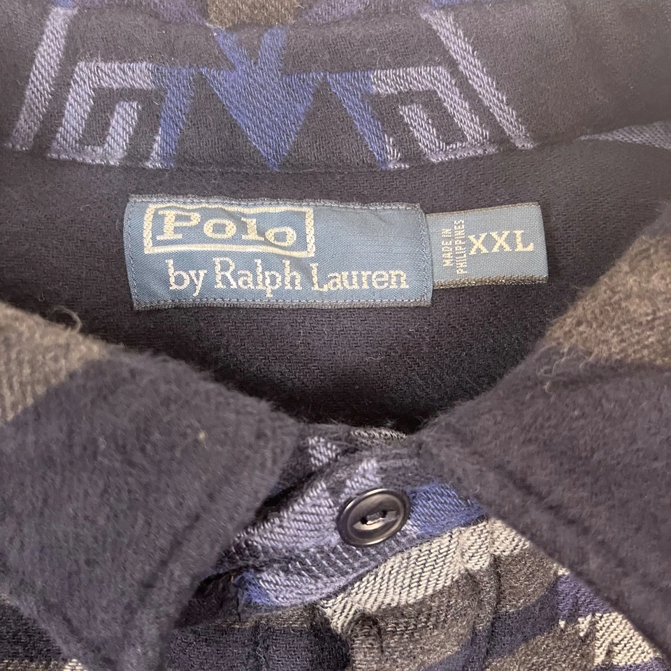 Vintage Polo Ralph Lauren Shirt Men’s 2XL Blue Aztec Southwestern - Image 2 of 4