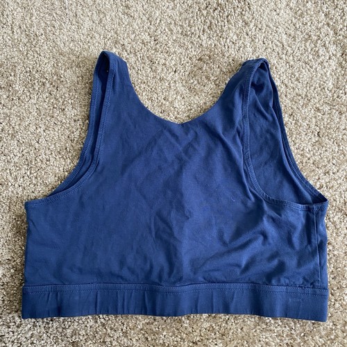 Pact Maternity Nursing Bralette Size L Organic Cotton Blue Crossover Soft - Picture 6 of 6