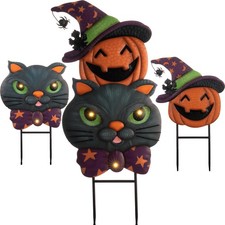 Pre-Lit Halloween Decorations Outdoor, Solar Garden Stake with 2 Stacks Cute ...