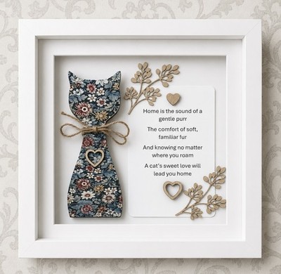 Katzenliebhaber Geschenk. Wandbild. Gerahmt, Katzenliebhaber. Geschenk, Gedicht.