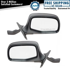 Manual Side View Mirrors Chrome & Black Left & Right Pair Set for F-Series Truck