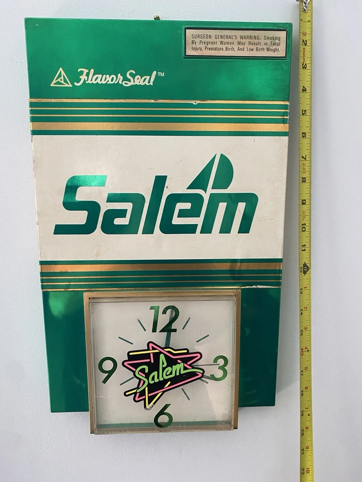 Vintage 2 foot By 1 foot Salem Cigarettes Clock. Working - Image 2 of 4
