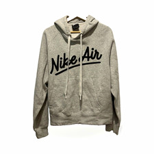 Nike Air Men's Gray Pullover Hoodie M Fleece Pockets Logo Drawstring