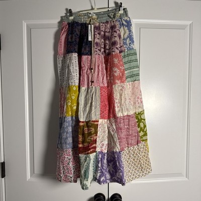 Kathmandu Imports Patchwork Boho Cotton One Size Maxi Skirt NWT 0540