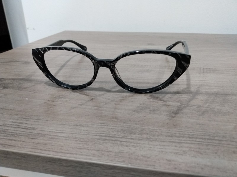 Corinne McCormack Frames Only no Lenses Cat Eye Diana Black and Silver 