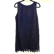 Charming Charlie Zig Zag Lace Overlay Black Sheath A Line Dress Size L…