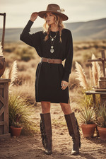 Lauren Sweater Dress - Solid Black Sweater Knit