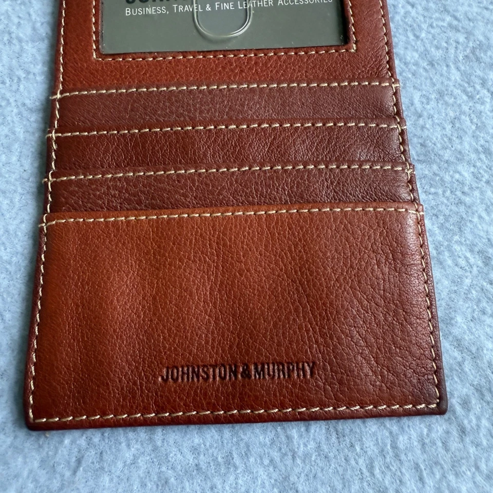 Johnston & Murphy Cuero Marrón Estuche de Identificación para Tarjetas Billetera Accesorios de Viaje de Negocios Foto 2 de 4