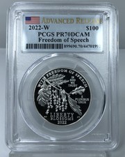 2022-W $100 Platinum Eagle FREEDOM OF SPEECH PR 70 DCAM PCGS Advanced Proof 1 oz 3500.00 per troy oz