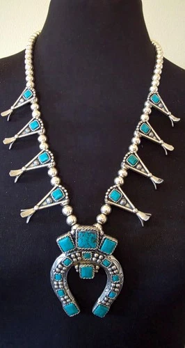 Vintage Costume Jewelry Squash Blossom Statement Necklace Signed Sancrest