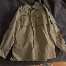 Boy Scouts of America Uniform Long Sleeve Button Up Shirt Youth L Khaki