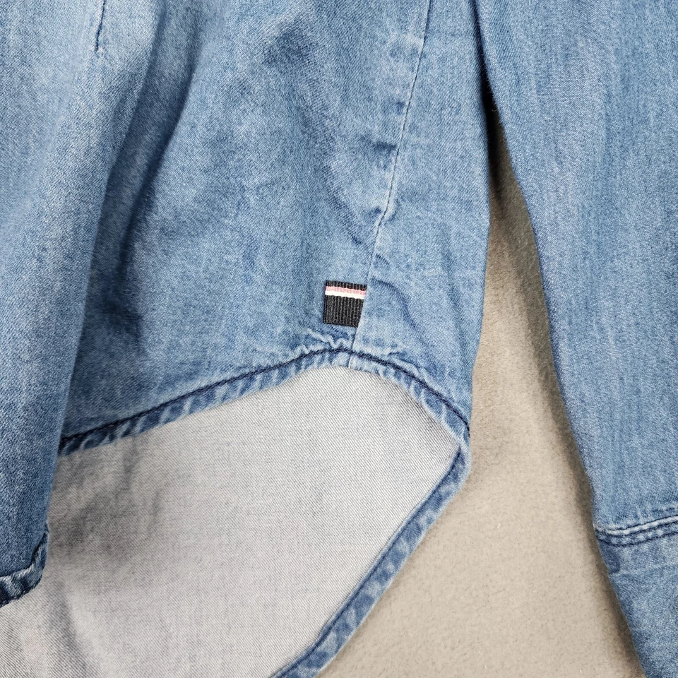 Tommy Hilfiger Niñas Denim Manga Larga Camisa Abotonada Grande Azul Preppy Foto 3 de 4