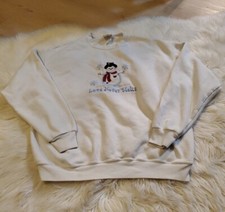 Vintage 1990  s Lee Heavyweight Christmas Sweatshirt Snowman Size L White USA