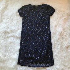 ASOS NAVY OPEN BACK SEQUIN DRESS