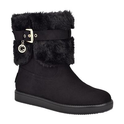 GBG Los Angeles Women Adlea FauxSuede Slip-On Winter Snow Boots Black  SIZE