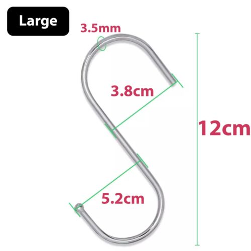 S Hooks | Heavy Duty Steel S Hook | Hanging Clothes Kitchen Garage Butcher Tool - Picture 6 of 7