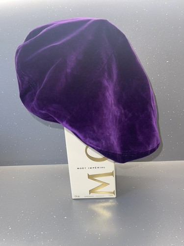 Vtg Retro Jaeger beret Cadbury Purple Maroon velvet baker boy slouch hat Spring - Picture 4 of 7