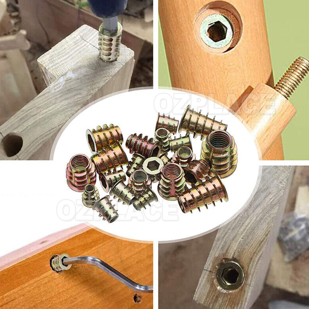105 X M4 M5 M6 M8 M10 Wood Threaded Hex Drive Insert Fixing Screw