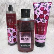 Bath  Body Works SWEET HEART CHERRY Fragrance Body Mist,Cream,Gel Body Wash Set