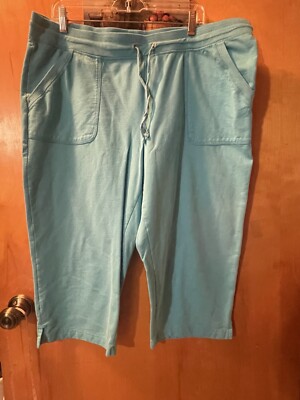 WHITE STAG 2X baby blue Capri short pants cotton poly blend pull on pockets