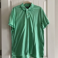Chaps Mens Natural Stretch Polo Short Sleeve Solid Green Size Large