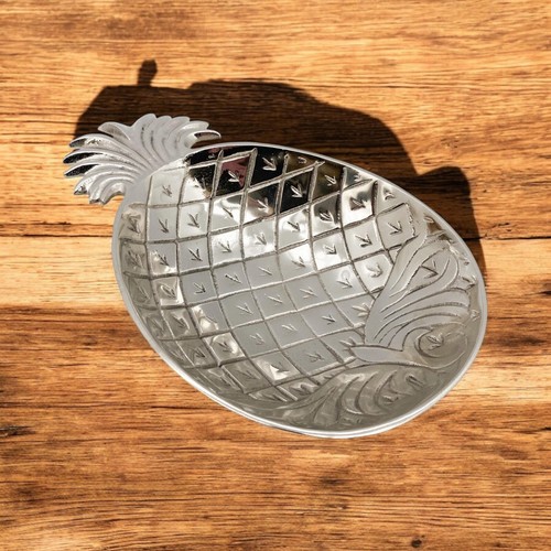 Decorative 20cm Silver Plated Metal Pineapple Trinket Tray Jewellery Dish Gift - Picture 6 of 9
