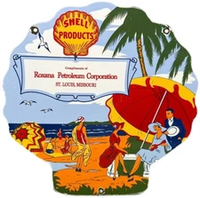 VINTAGE SHELL GASOLINE PORCELAIN SIGN GAS STATION PUMP PLATE MOTOR OIL SERVICE