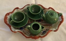 Dollhouse China Pottery Miniature Tea Set