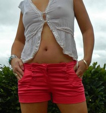 VINTAGE Flirty Resort Glam Summer Fun Pink Hot Pants Shorts