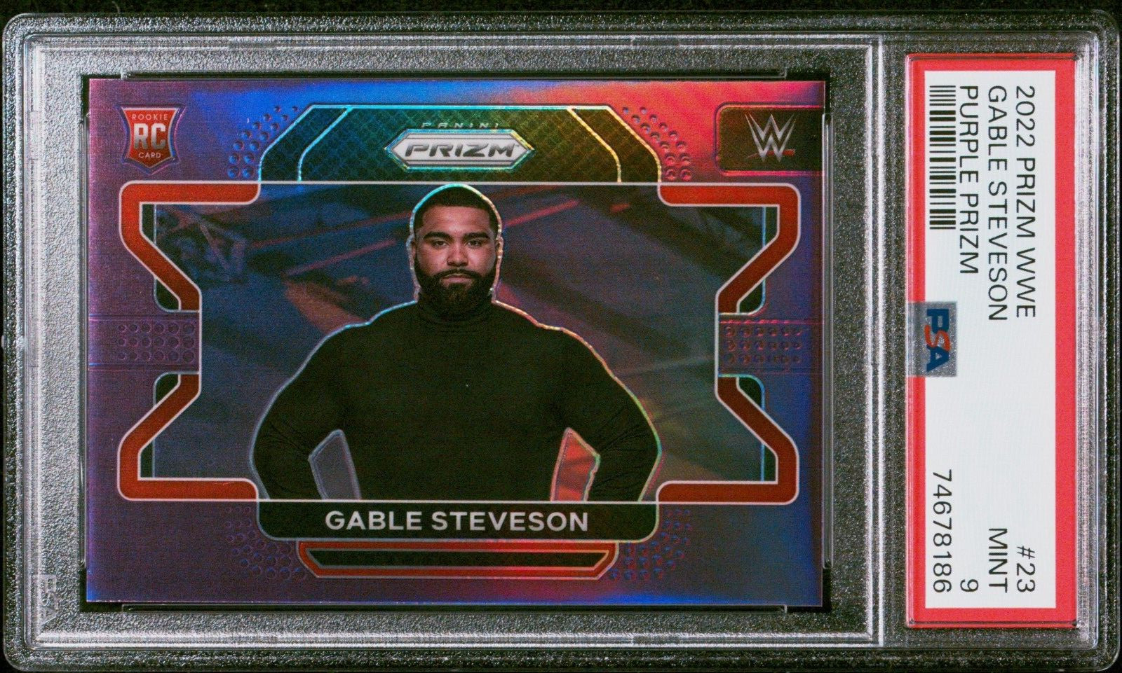 2022 Prizm WWE Gable Steveson Rookie RC Purple Prizm /149 #23 PSA 9