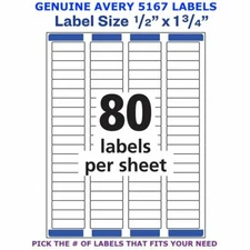 Avery Easy Peel Laser Return Address Labels 1/2" x 1 3/4" (5167) PICK YOUR OWN #