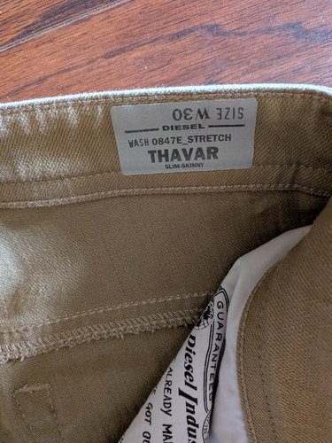 DIESEL Jeans Mens 30x32 Tan THAVAR Slim Skinny Stretch Wash 0847E EUC