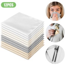 12PCS Mens Handkerchiefs Solid Color Set Handkerchief Hanky Satin Pocket Square