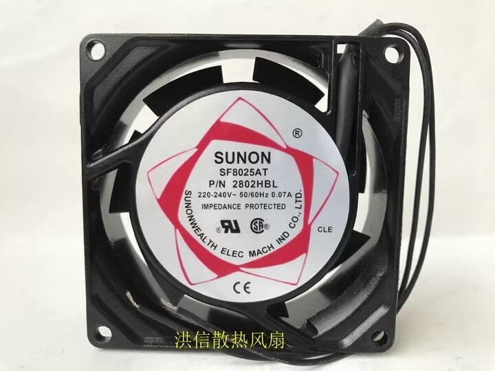 SUNON SF8025AT P/N 2082HBL 220-240V 0.07A 8CM Cabinet Cooling Fan