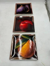 3)   CERTIFIED INTERNATIONAL   FRUIT GALLERY   SQUARE    DINNER  PLATES  *READ*